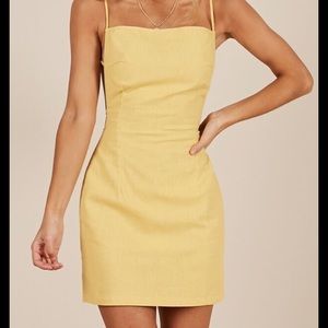 Showpo Linen Dress in Lemon